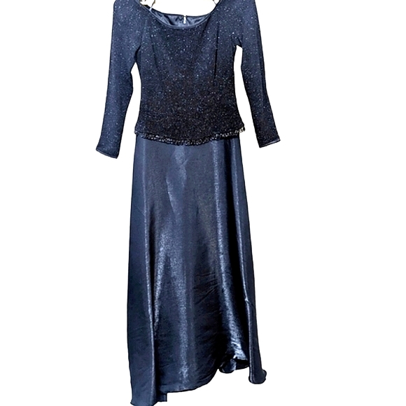 Betsey & Adam by Jaslene formal long dress, long sleeves, bead accents black - Picture 1 of 6